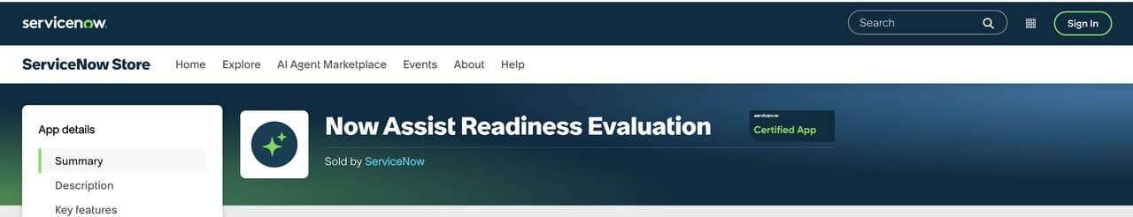 ServiceNow purchased Work4Flow Now Assist Readiness Evaluation